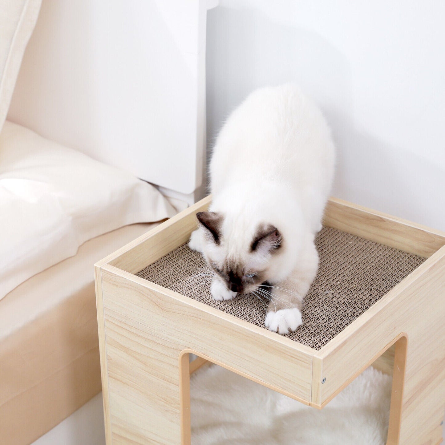 Bedside Table Cat Condo 60cm in Beige-3