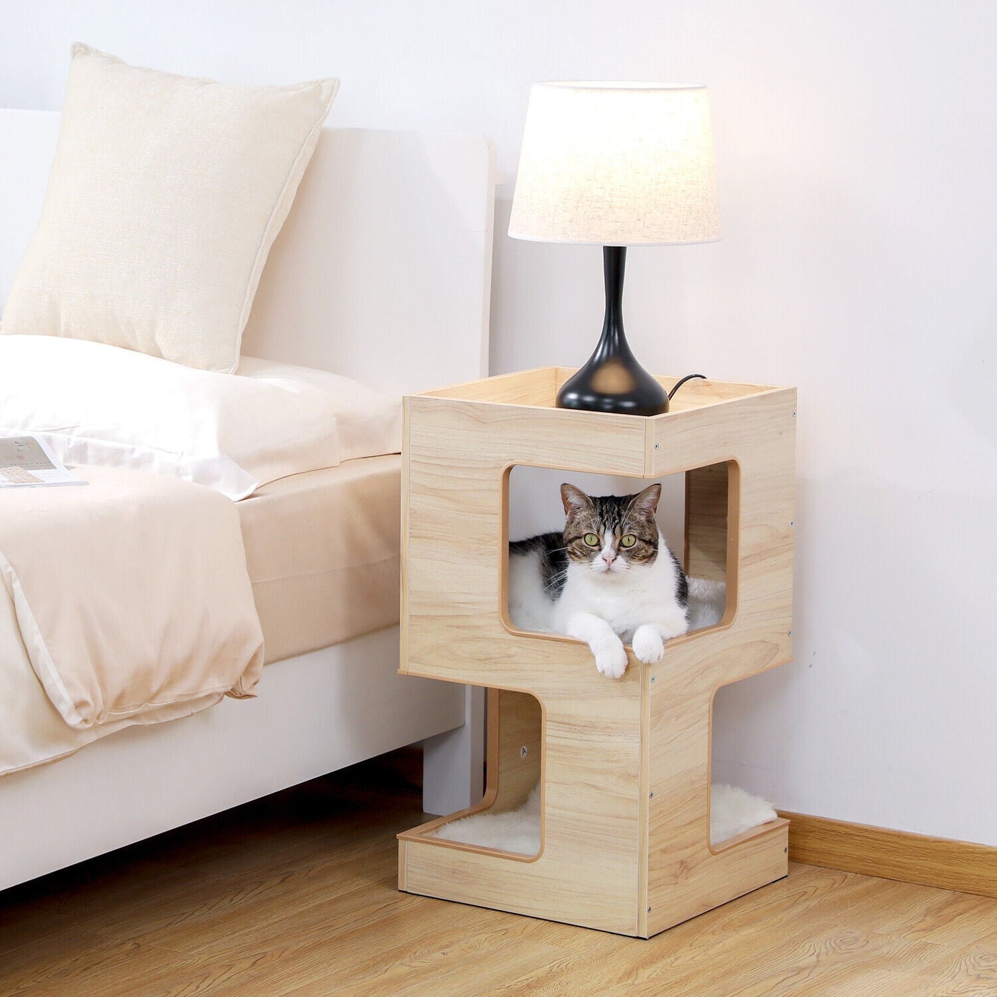 Bedside Table Cat Condo 60cm in Beige-1