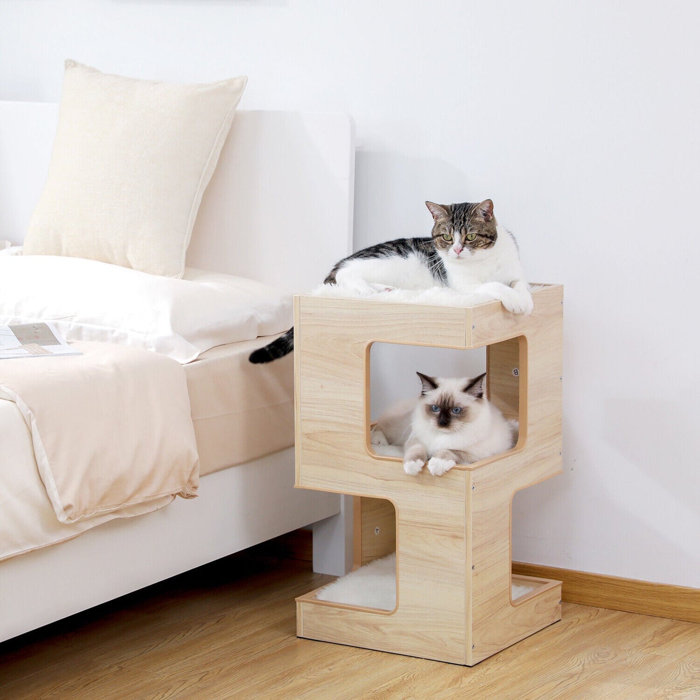 Bedside Table Cat Condo 60cm in Beige-4