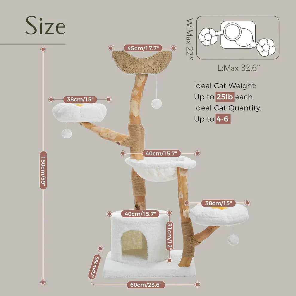Pure Plush Rattan Real Wood Cat Tower House-1