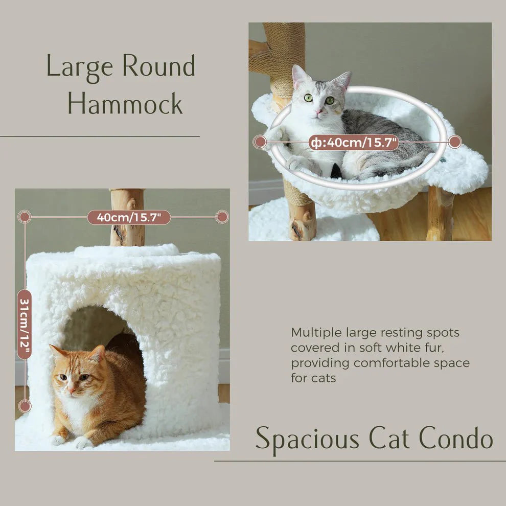 Pure Plush Rattan Real Wood Cat Tower House-2